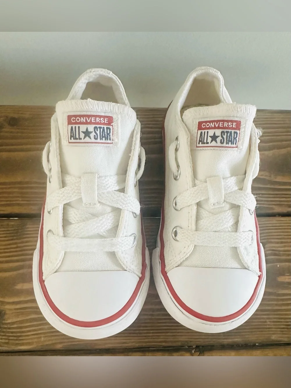 Converse Baby Chuck Taylor All Star Ox Shoes White With Red/Blue Stripe Size 7